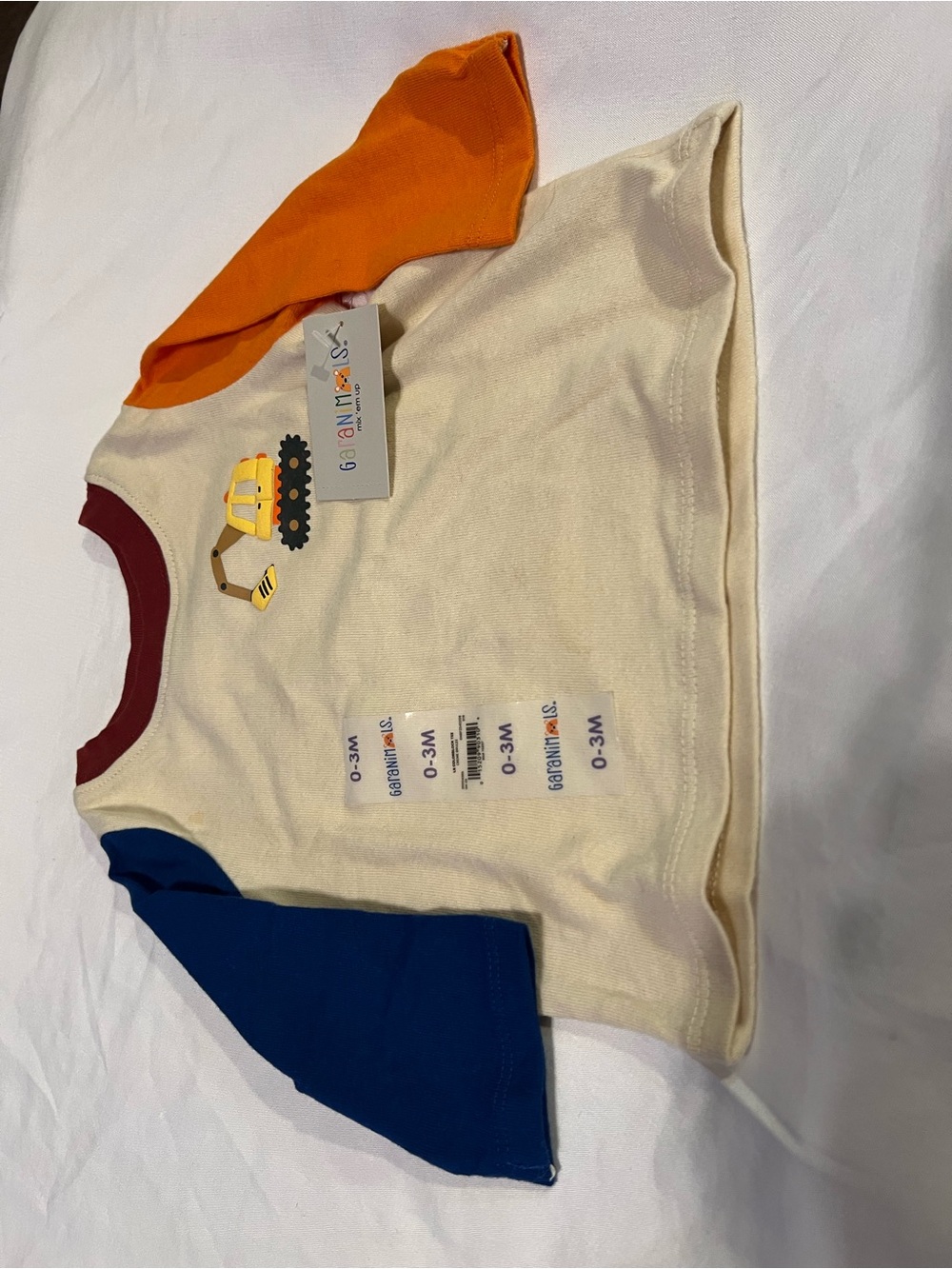 Garanimals Cream Long-Sleeve Toddler Top with Orange and Blue Sleeves